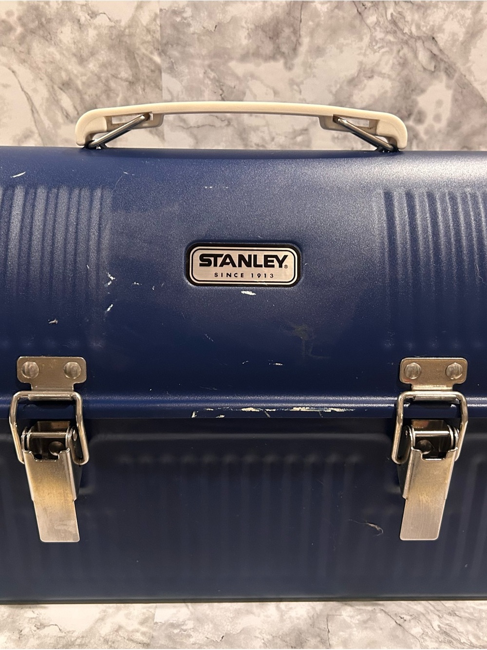 Vintage Stanley Classic 10qt. Metal Lunchbox-Navy Blue